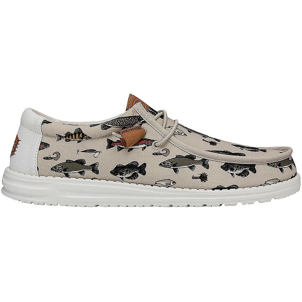 Hey Dude Wally Mens Size 12 Fish Lure Beige White Slip On Fishing Casual Loafers